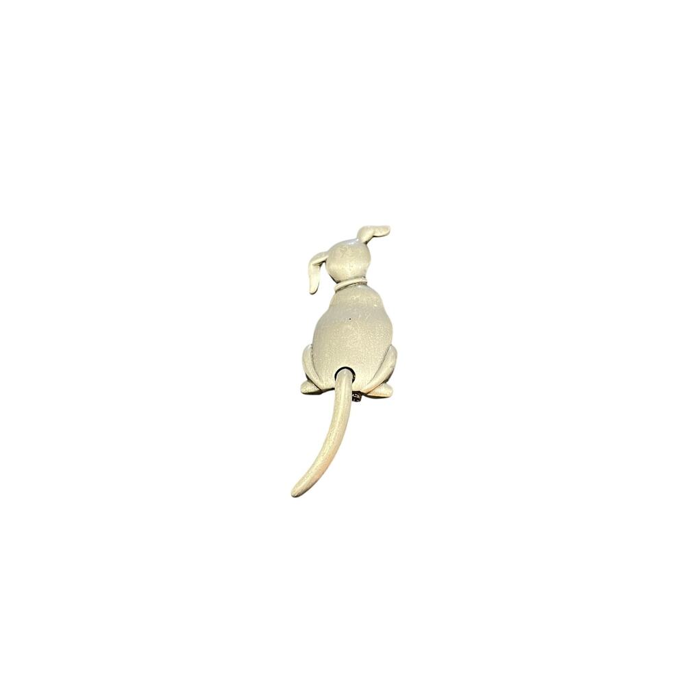 "JJ" Jonette Jewelry Silver Pewter Moveable Wagging Tail Dog Puppy Pin